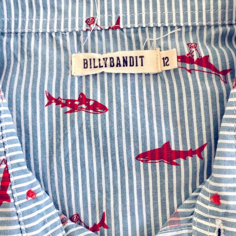 Billy Bandit striped shark print button down, boys 12 - Picture 4 of 4